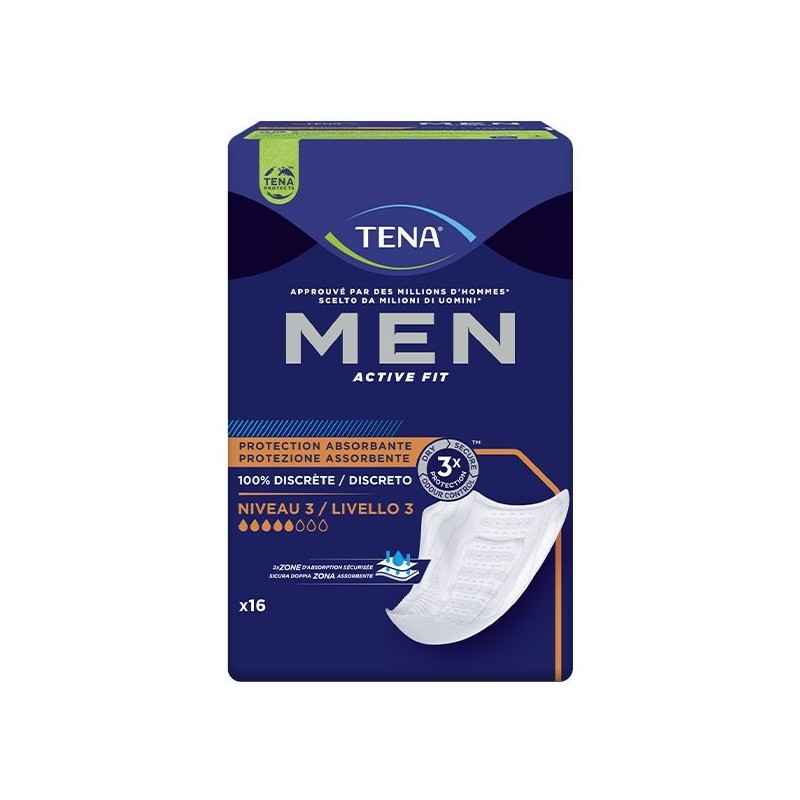 TENA® MEN Level 3 - 16 incontinence pads Packaging 1 pack of 16